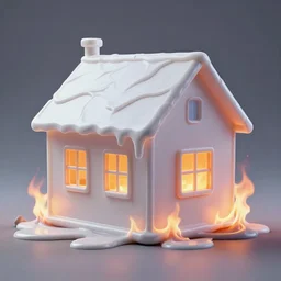 melting, plastic house, on fire, cinematic lighting, highly detailed 8 k