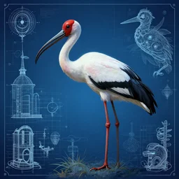beetle stork demolisher , in the style of Greg Broadmore and Arthur Rackham and Moebius,trending on artstation, light lighting side view,digital art,surrealism ,macro,blueprint ,vaporwave ,