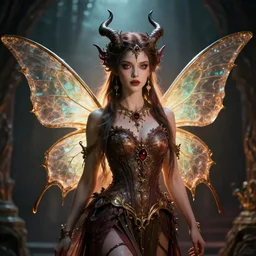 demonic fairy, fairy tale, stunning, surrounding cinematic light, hyper detailed, ornate and intricate, 4 k cinematic octane render