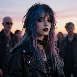 photographic portrait of a stunningly beautiful emo goth cyberpunk renaissance female in soft dreamy light at sunset, contemporary fashion shoot, by edward robert hughes, annie leibovitz and steve mccurry, david lazar, jimmy nelsson, breathtaking, 8 k resolution, extremely detailed, beautiful, establishing shot, artistic, hyperrealistic, beautiful face, octane render