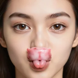 human with tongue for eyes