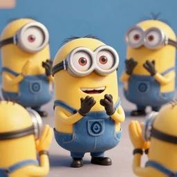 Minions standing ovation. Applause. Photorealistic, Hyper detailed 3d render. 4k. Artstation.