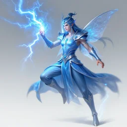 legendary fairy prince casting a lightning spell, blue energy, highly detailed, d & d, fantasy, highly detailed, digital painting, trending on artstation, concept art, sharp focus, illustration, global illumination, ray tracing, realistic shaded, art by artgerm and greg rutkowski and fuji choko and viktoria gavrilenko and hoang lap