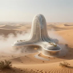 bioremediation architecture in the desert, foggy, highly detailed, digital painting, arstation, concept art, hyperealistic octane render, unreal engine,