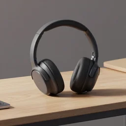 a pair of headphones sitting on top of a table, a 3 d render by pedro pedraja, trending on polycount, minimalism, rendered in cinema 4 d, rendered in maya, 3 d