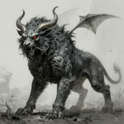 oimmortal beast from chinese mythology, deamland of concept art, beksinski
