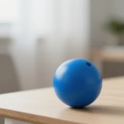 a blue ball on a table, HDRI