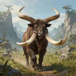 highly detailed portrait photo of a tuskarr wandering through a scenic mythpunk environment, hyperrealistic illustration by william didier - pouget