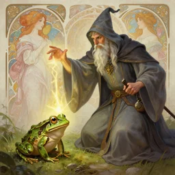 epic portrait an wizard casting a spell on a frog, digital painting, artstation, concept art, soft light, hdri, smooth, sharp focus, illustration, fantasy, intricate, elegant, highly detailed, D&D, matte painting, in the style of Greg Rutkowski and Alphonse Mucha and artemisia, 8k, highly detailed, jurgens, rutkowski, bouguereau, pastoral, rustic, georgic, detailed concept art, illustration, colorful pastel, painting, detail, ultra detailed, digital art, 4K