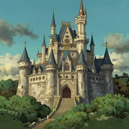 intricate illustration, castle, ghibli colorful, cinematic composition