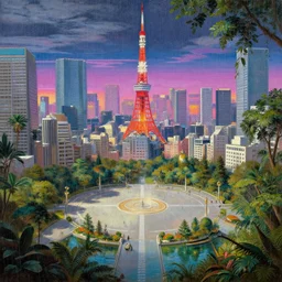 a beautiful very detailed painting of city plaza by nicolas poussin, myst water sunlight vaporwave retrowave thermal vision nightsky architecture island tokyo rainforest hyperrealism, archdaily, wallpaper, highly detailed, trending on artstation.