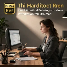 hi - res, karen sat at a computer desk working on admin