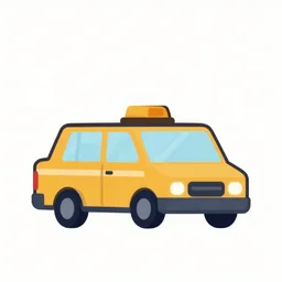 flat vector logo illustration of cab in the style of kurzgesagt