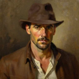 indiana jones portrait oil painting