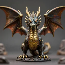 a lead miniature of a dragon, depth of field, zeiss lens, detailed, symmetrical, centered, breathtaking, 8 k resolution, extremely detailed, beautiful, establishing shot, artistic, hyperrealistic, octane render
