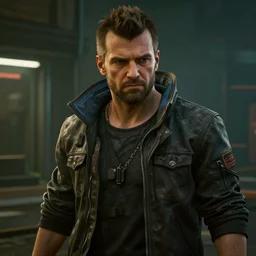 Carl Bildt in Cyberpunk 2077, Gameplay Screenshot, detailed