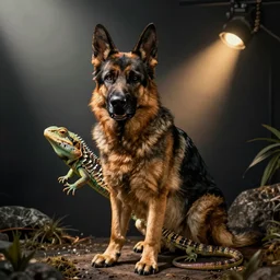 German shepherd as a lizard