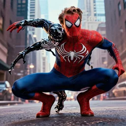 Rick Astley as Spider-Man rickrolling Venom