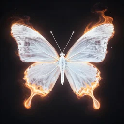a white butterfly made of fire,-H 448