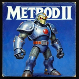1 9 9 5 retro metroid ii box art. indigo color scheme. character class. drew struzan. keith parkinson. oil on canvas.