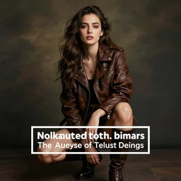 young woman in her 20s, she wears a leather jacket and boots, full body shot, taken by a nikon, very detailed face