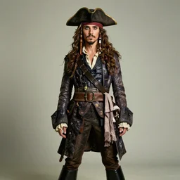 katniss everdeen as admiral norrington from pirates of the caribbean, wearing waistcoat, breeches, stockings and a tricorn hat, photo portrait by annie leibovitz