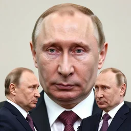 vision of ezekiel with vladimir putin, macro head portrait centered