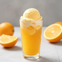 ice - cream inside a glass of orange juice
