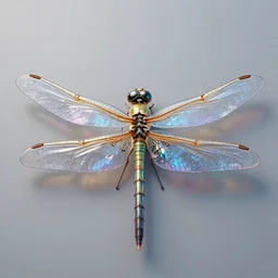 centered symmetric hyperrealistic maximalist overdetailed biomechanical dragonfly. render by adoryanti, machine. delusions, holosomnia, electrixbunny on inatagram. view from above. discodiffusion 8 k 3 d render. no background. calm beautiful still relaxed shiny transparent reflecting iridescent. tools used : zbrush blender cinema 4 d. deviantart artstation