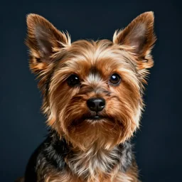 portrait of thom yorke as a yorkshire dog, kodak portra, studio lighting, high detail fur,