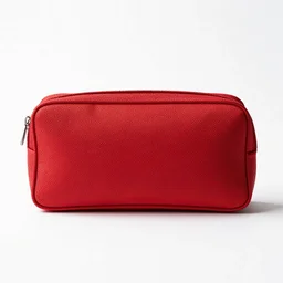 ruby red pencil case, photorealistic, isolated on a pure white background, centered, entire object in frame, sharp focus, soft studio lighting