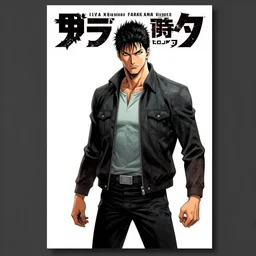 professionally drawn 9 0 s seined mature cyberpunk horror detective action manga comic cover about jurassic park, full color, beautifully drawn coherent professional, drawn by ilya kuvshinov, ilya kuvshinov, and hiromu arakawa and tsutomu nihei. japanese script on the cover. simplistic minimalist.