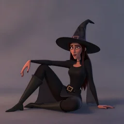 witch recumbent pose with arms and legs portrait pixar style by tristan eaton _ stanley artgerm and tom bagshaw, 2 arms, 2 legs