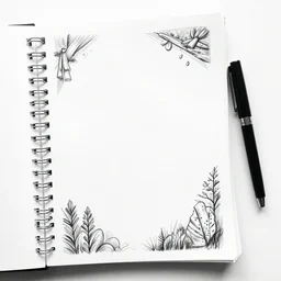 black and white notebook drawings casual white space composed