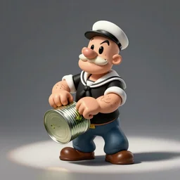 a real life popeye the sailor crushing a can of spinach