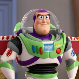 Film still close-up shot of Jason Statham as Buzz Lightyear in the movie Toy Story 3. Photographic, photography