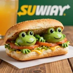 promotional shot of the new frog sandwich from subway,