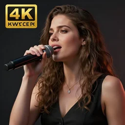 woman singing, realistic, 8 k, extremely detailed, cgi, trending on artstation, hyper - realistic render, 4 k hd wallpaper, premium prints available, octane render, award winning, by greg rutkowski