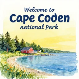 welcome to cape codenational park! vibrant tourist poster, minimalism, tourism, rich color palate, watercolors, trending on artstation