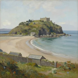 a painting of beaumaris bay, by clarice beckett