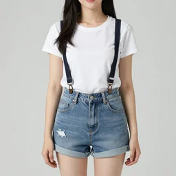 a woman with long black hair in shorts with suspenders and white t-shirt drawn by ralph bakshi, Alexandre Cabanel, norman rockwell, peter paul rubens, maler collier, frank frazetta, alphonse mucha, gustav klimt 4k, unreal 5, DAZ, french noveau, trending on artstation, octane render, hyperrealistic
