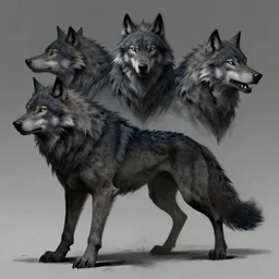 a 3 headed wolf from darksouls, character design, concept art