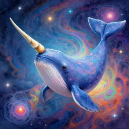 hyperrealistic abstract psychedelic!! Narwhal!! celestial happy! pure creature!! perfect!! peaceful! fractal!! eyes! highly detailed concept art cinematic hard rainbow lighting high angle hd 8k sharp shallow depth of field endless, inspired by Ito Jakuchu and David Hockney