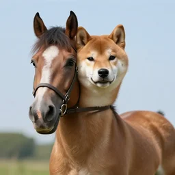 a shiba inu in a horse disguise. highly detailed
