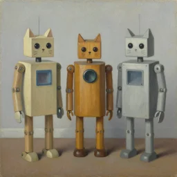 cat robots grant wood, pj crook, edward hopper, oil on canvas
