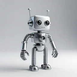A propaganda, plastic simple funny mechanical mechabot characterdesign toy sculpture made from chrome wires and tubes by moebius, by david lachapelle, by jeff koons, in an empty studio hollow, c4d