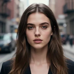 closeup portrait of alexandra daddario in a smoky new york back street, photograph, natural light, sharp, detailed face, magazine, press, photo, Steve McCurry, David Lazar, Canon, Nikon, focus