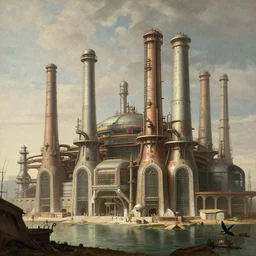 industrial architecture by canaletto, sci - fi, archdaily, wallpaper, highly detailed, trending on artstation.