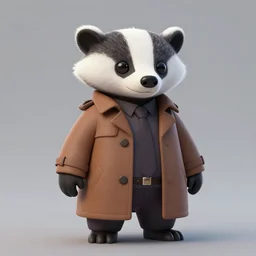 screenshot of a humanoid inspector badger with a brown trenchcoat as an npc in spyro the dragon video game, with low poly playstation 1 graphics, upscaled to high resolution