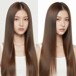 before and after picture of a beautiful supermodel with long hair and the same supermodel with short hair